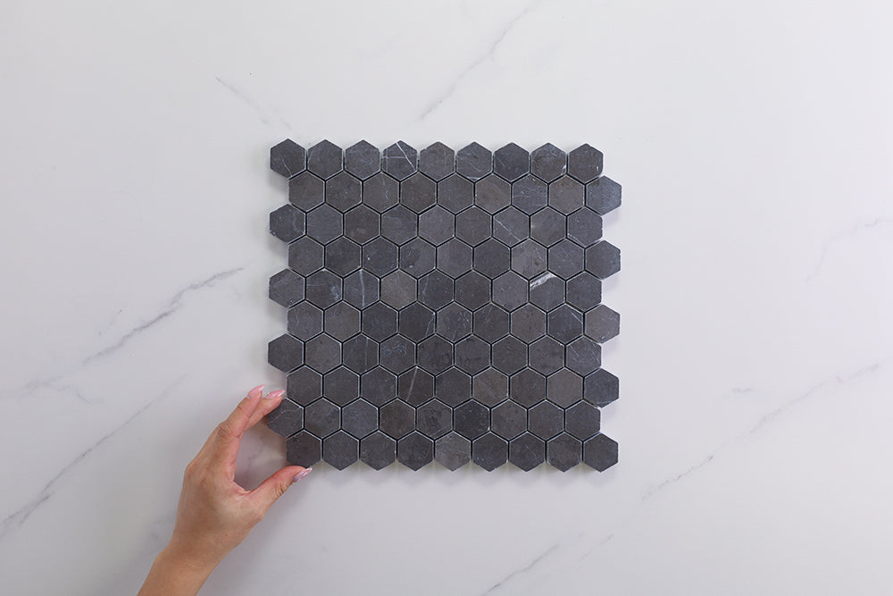 Deca Dark Grey Honed Hexagon Tile