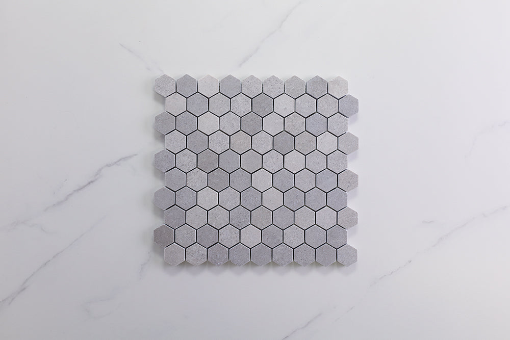 Deca Light Grey Honed Hexagon Tile