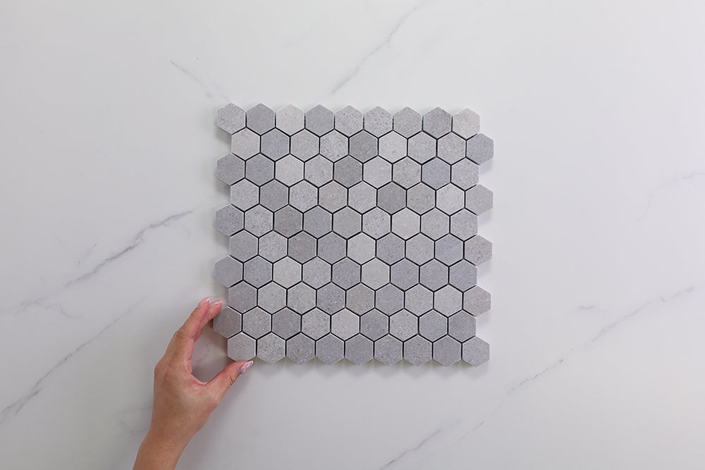 Deca Light Grey Honed Hexagon Tile