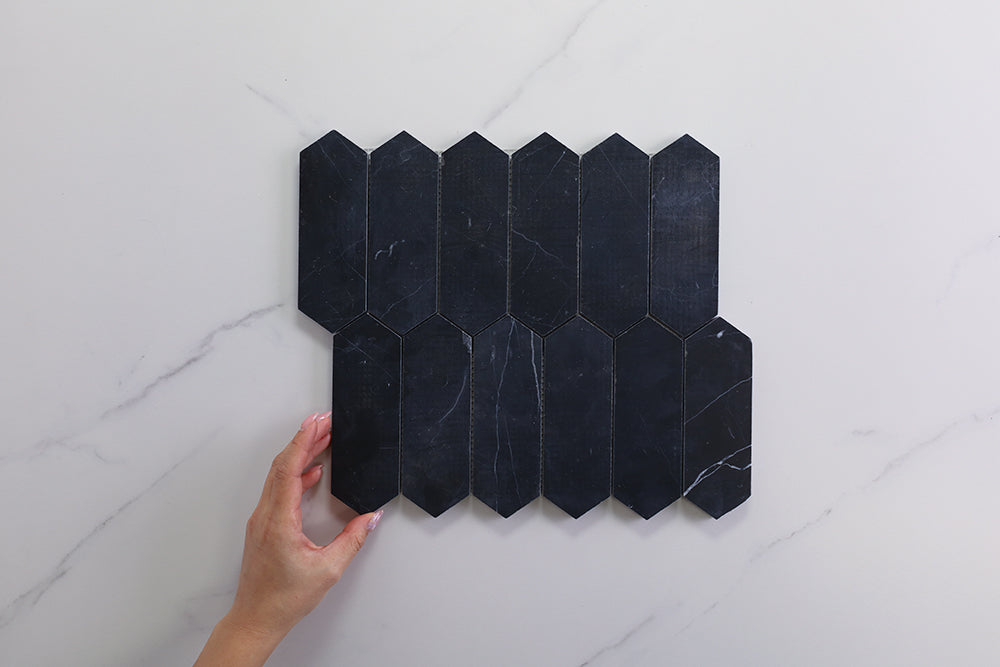 Deca Black Honed Long Hexagon Tile
