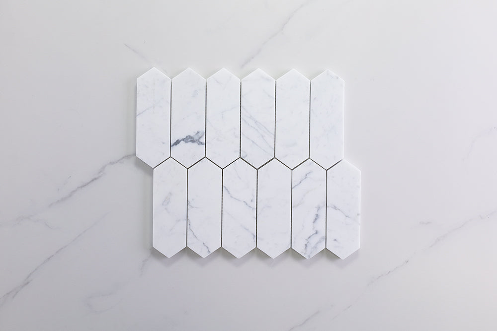 Deca White Honed Long Hexagon Tile