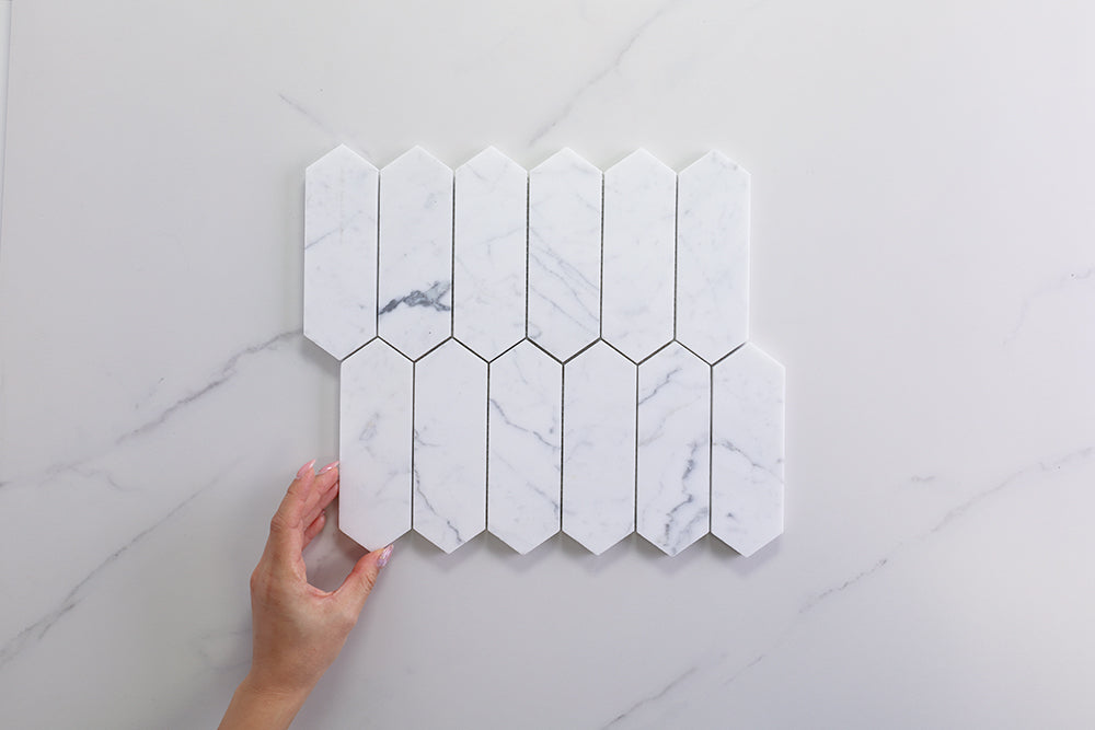 Deca White Honed Long Hexagon Tile