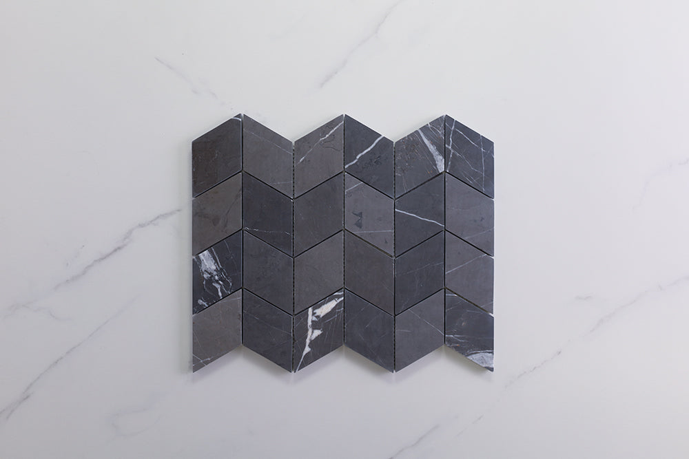 Deca Dark Grey Honed Chevron Tile
