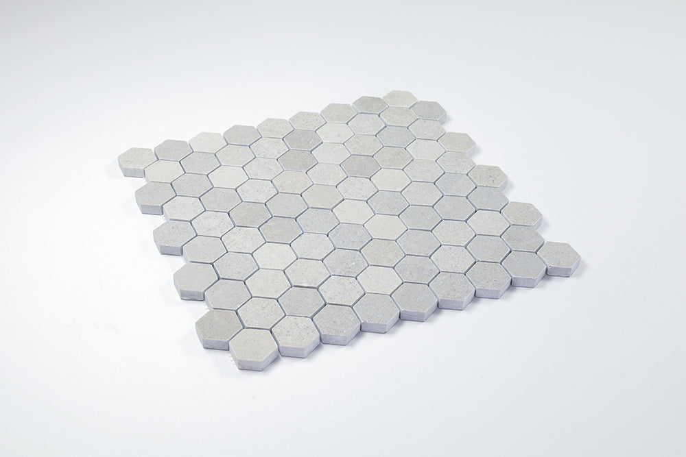 Deca Light Grey Honed Hexagon Tile