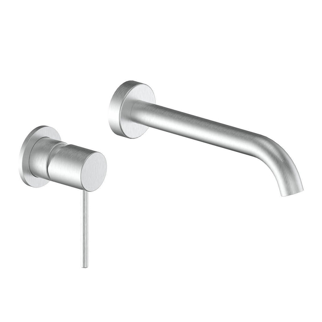 Greens Gisele Wall Basin Mixer - Brushed Stainless - Wellsons