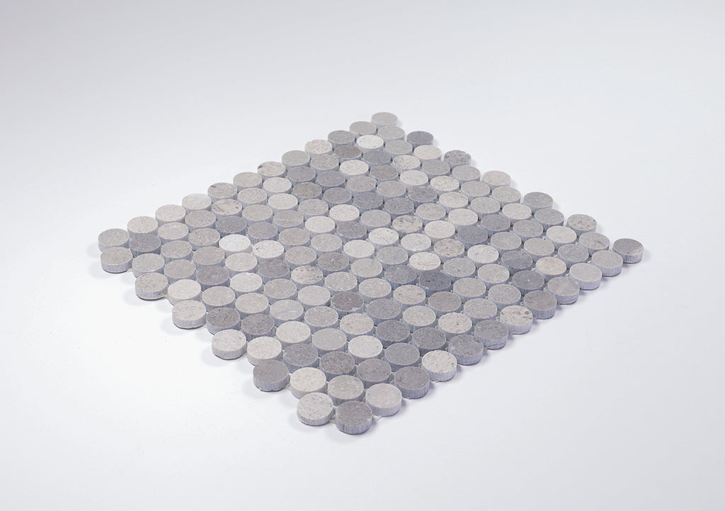 Infinity Grey Stone Penny Round Mosaic