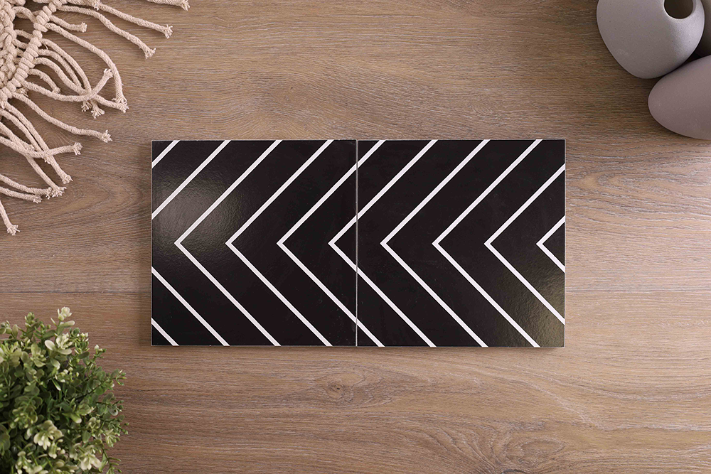 Kinston Matt Black Encaustic Look Tile