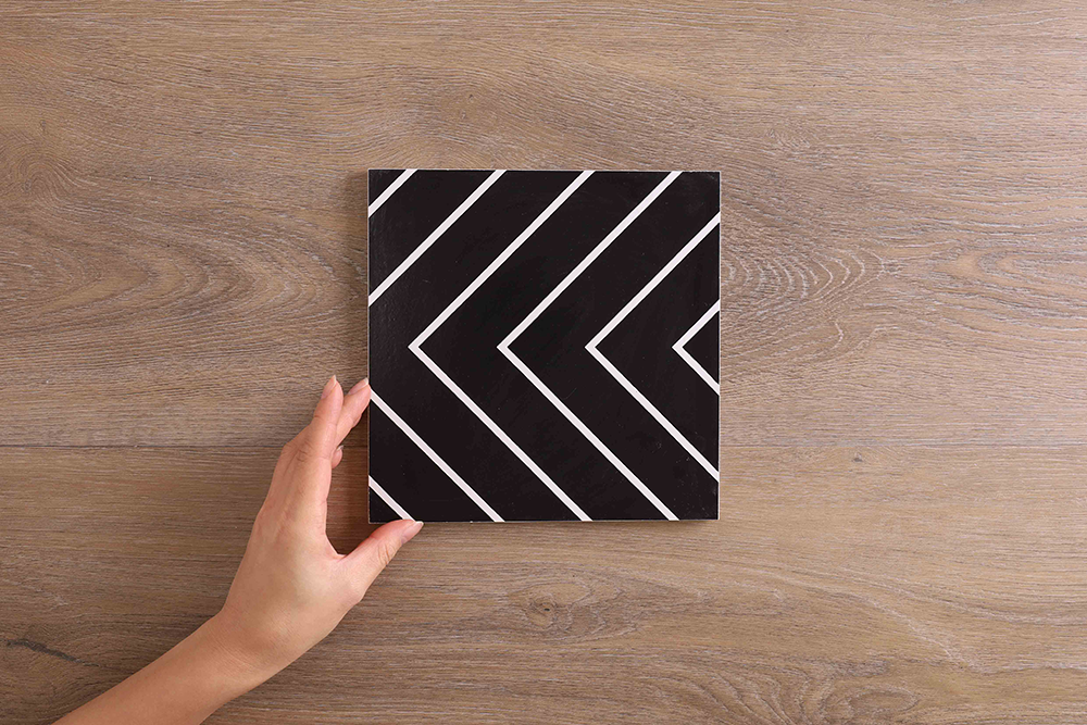 Kinston Matt Black Encaustic Look Tile