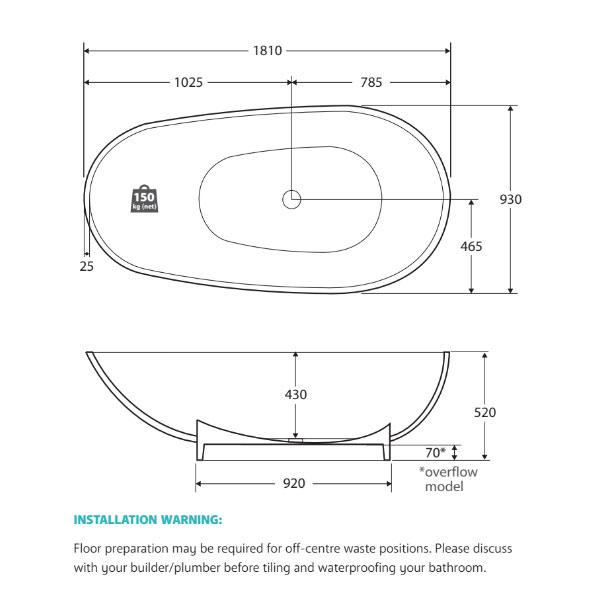 Fienza Lagoona Stone Freestanding Bath - Matte White - Wellsons