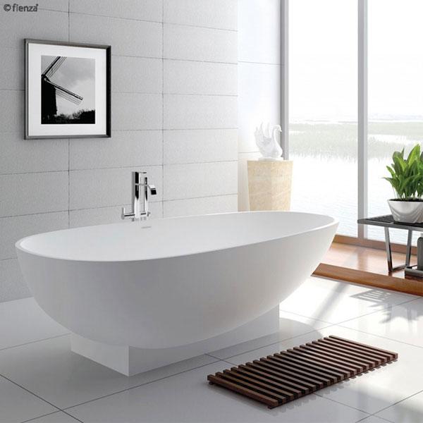 Fienza Lagoona Stone Freestanding Bath - Matte White - Wellsons