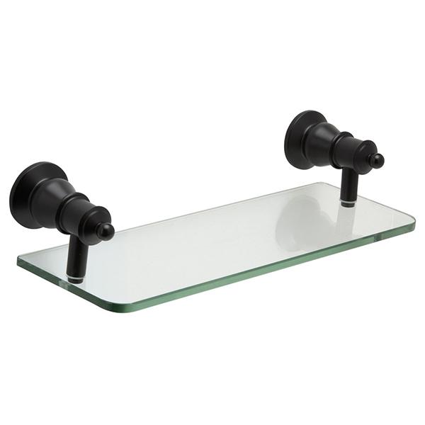 Fienza Lillian Glass Shelf - Matte Black - Wellsons