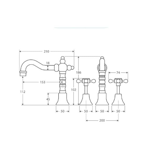 Fienza Lillian Shepherds Crook Basin Set - Chrome - Wellsons