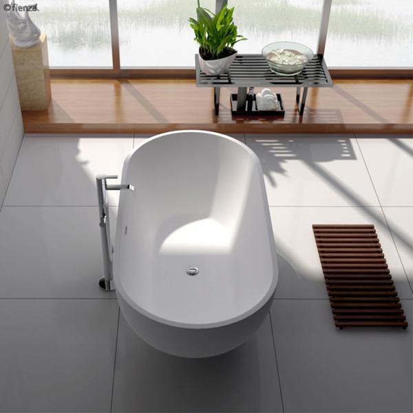 Fienza Nero Freestanding Stone Bath 1400mm - Matte White - Wellsons