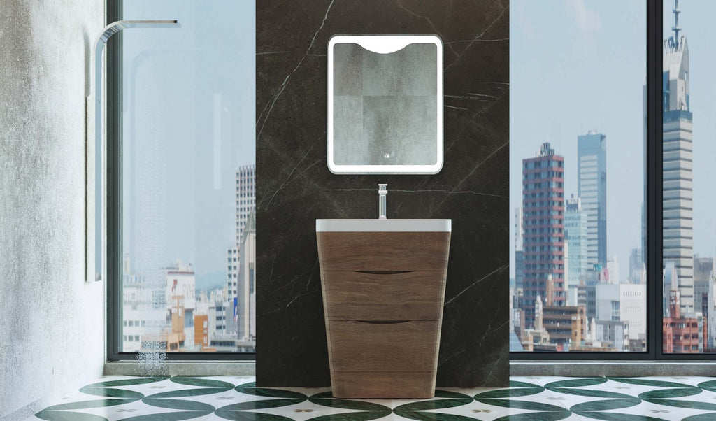 Belbagno Piramid Freestanding Vanity 650mm - White Oak - Wellsons