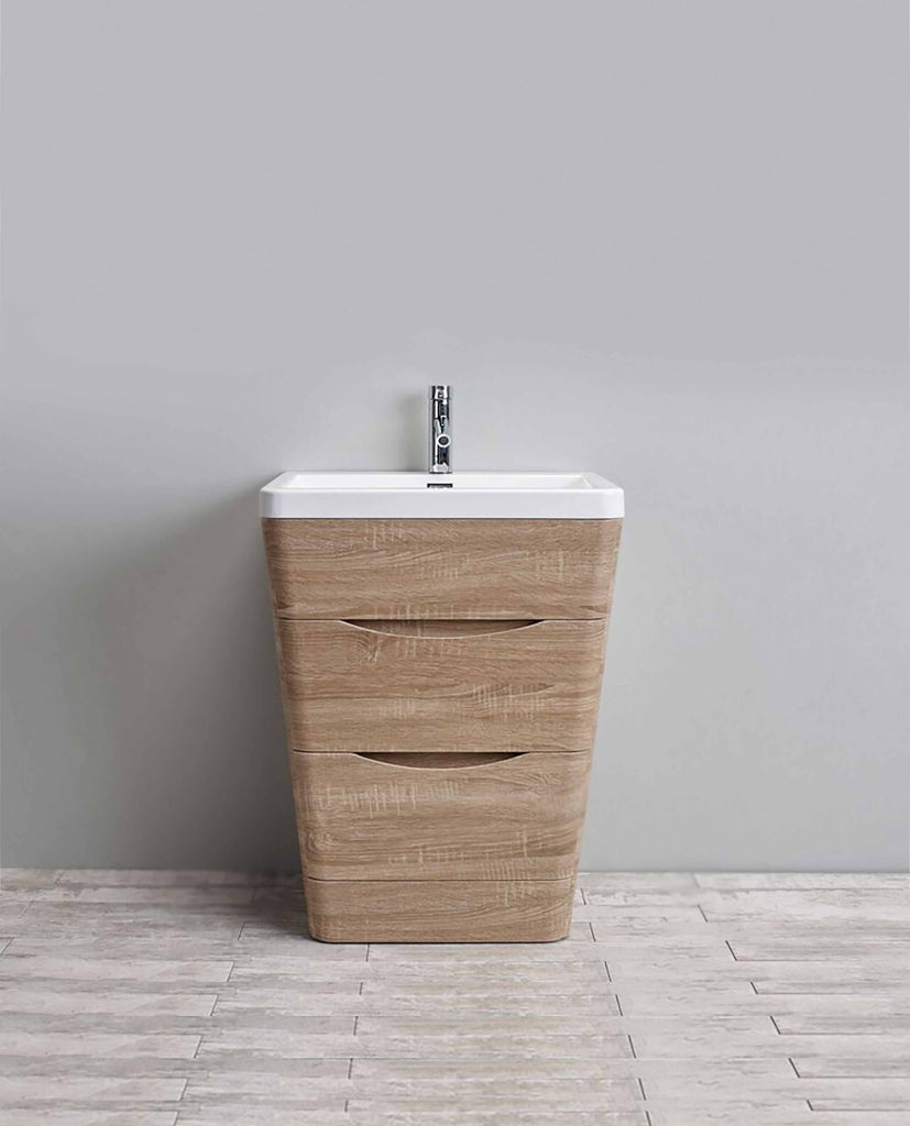 Belbagno Piramid Freestanding Vanity 650mm - White Oak - Wellsons