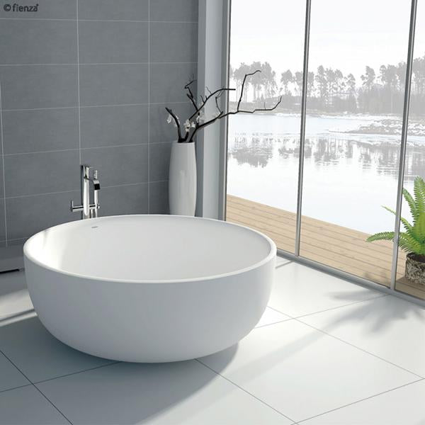 Fienza Shinto Freestanding Stone Bath 1350mm - Matte White - Wellsons