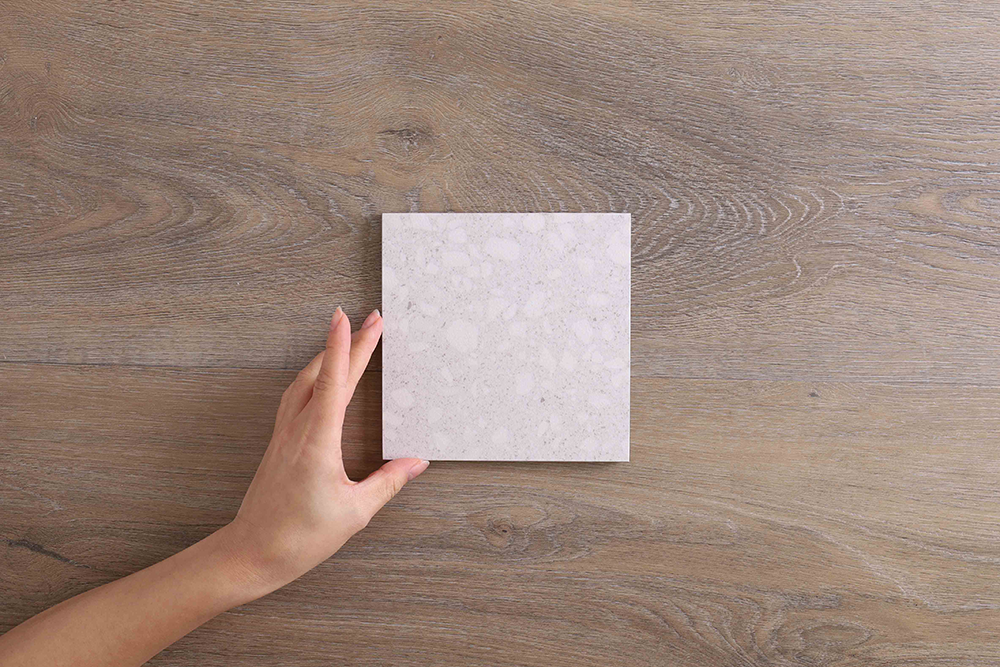 Signia Misty White Terrazzo Look Tile
