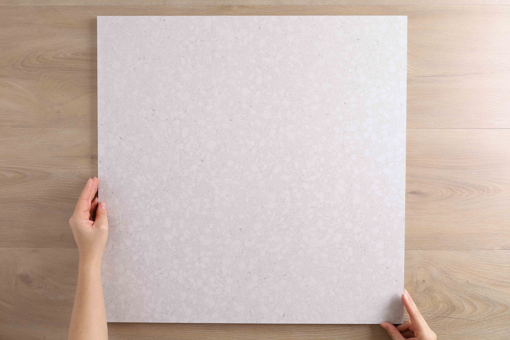 Signia Misty White Terrazzo Look Tile
