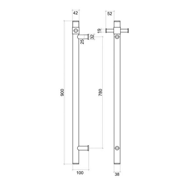 Thermogroup Straight Round Vertical Single Bar - Matte Black - Wellsons