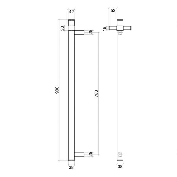 Thermogroup Square Vertical Single Bar Heated Towel Rail - Stainless S –  Wellsons