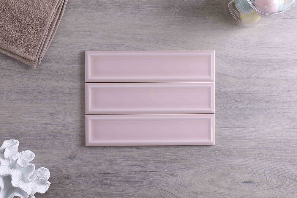 Tribeca Pink Gloss Bevelled Subway Tile