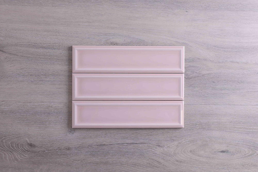 Tribeca Pink Gloss Bevelled Subway Tile