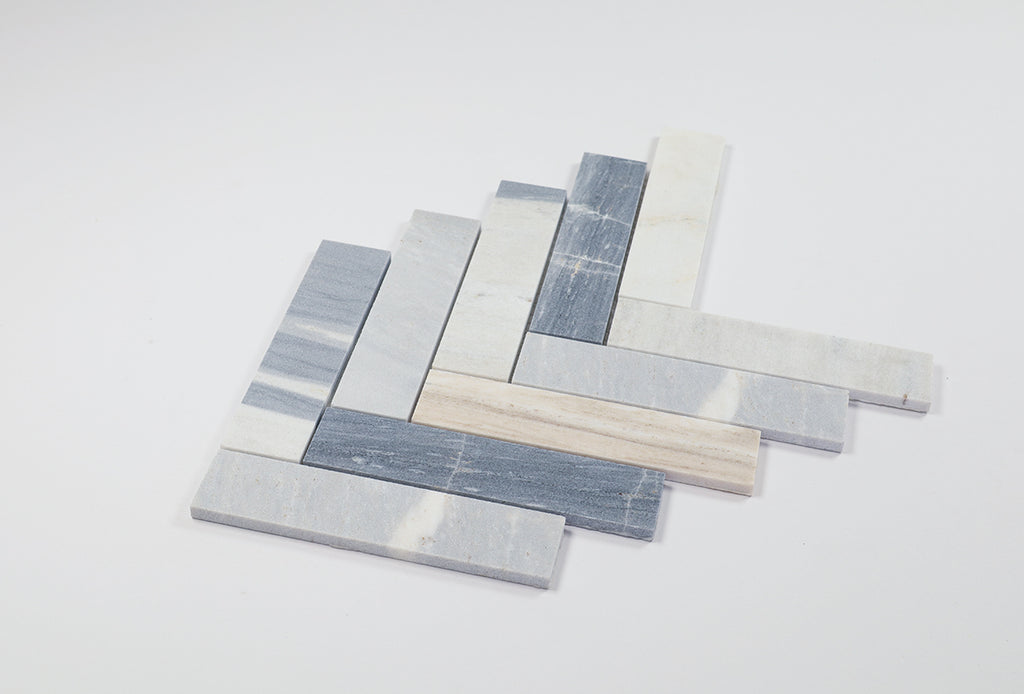 Trinity Blue Stone Herringbone Mosaic