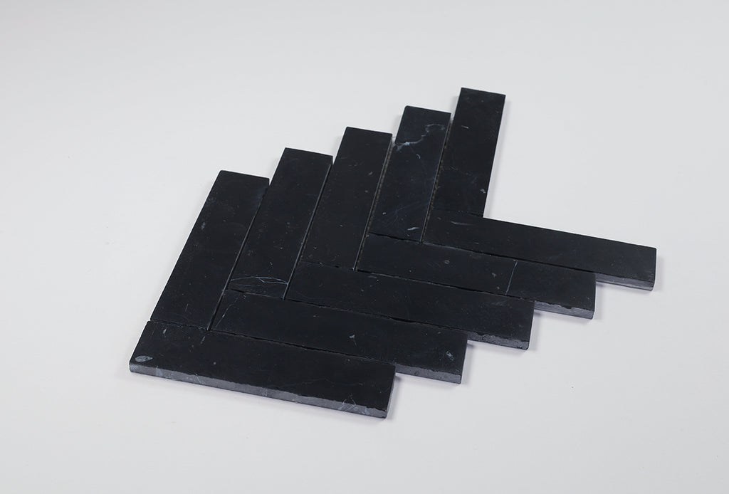 Trinity Nero Black Herringbone Mosaic