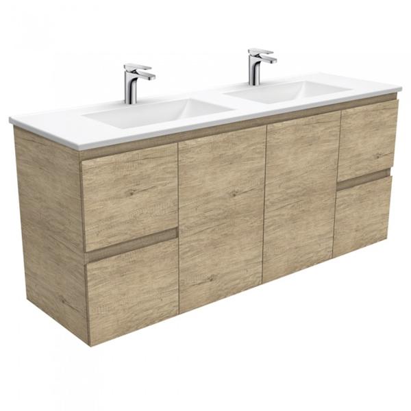Fienza Vanessa Edge Wall Hung Vanity 600mm - 1500mm - Scandi Oak - Wellsons