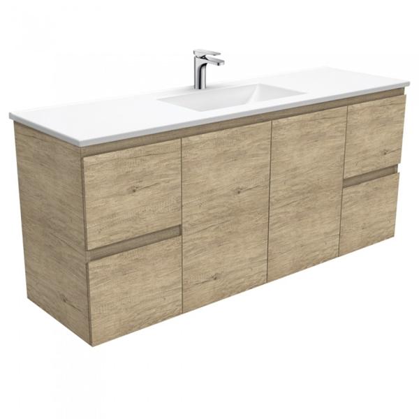 Fienza Vanessa Edge Wall Hung Vanity 600mm - 1500mm - Scandi Oak - Wellsons