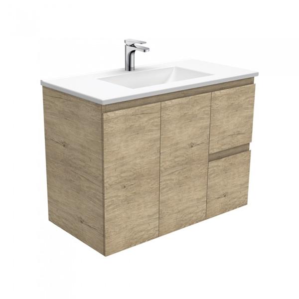 Fienza Vanessa Edge Wall Hung Vanity 600mm - 1500mm - Scandi Oak - Wellsons