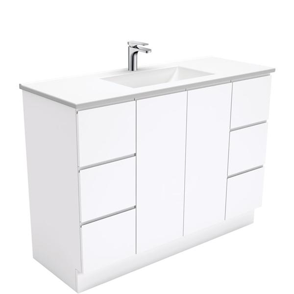 Fienza Vanessa Fingerpull Kickboard Vanity 600mm - 1500mm - Gloss White - Wellsons