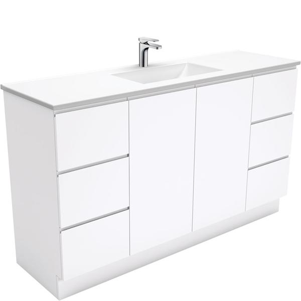 Fienza Vanessa Fingerpull Kickboard Vanity 600mm - 1500mm - Gloss White - Wellsons
