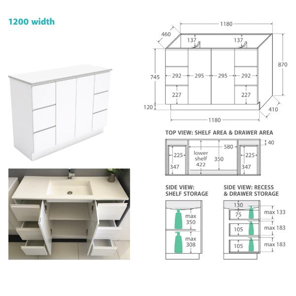 Fienza Vanessa Fingerpull Kickboard Vanity 600mm - 1500mm - Gloss White - Wellsons