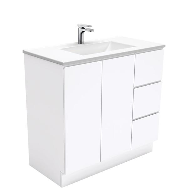 Fienza Vanessa Fingerpull Kickboard Vanity 600mm - 1500mm - Gloss White - Wellsons