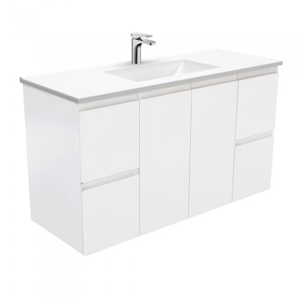Fienza Vanessa Fingerpull Wall Hung Vanity 600mm - 1500mm - Gloss White - Wellsons