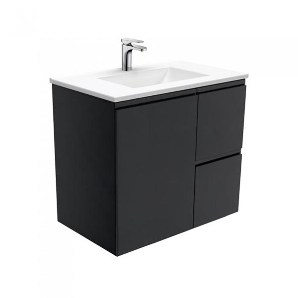 Fienza Vanessa Fingerpull Wall Hung Vanity 750mm-1500mm - Matte Black - Wellsons