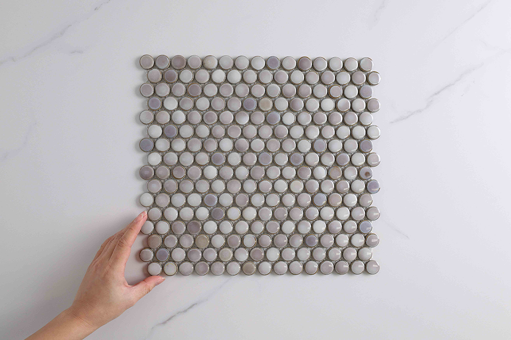 Bindi Olive Gloss Penny Round Mosaic Tile