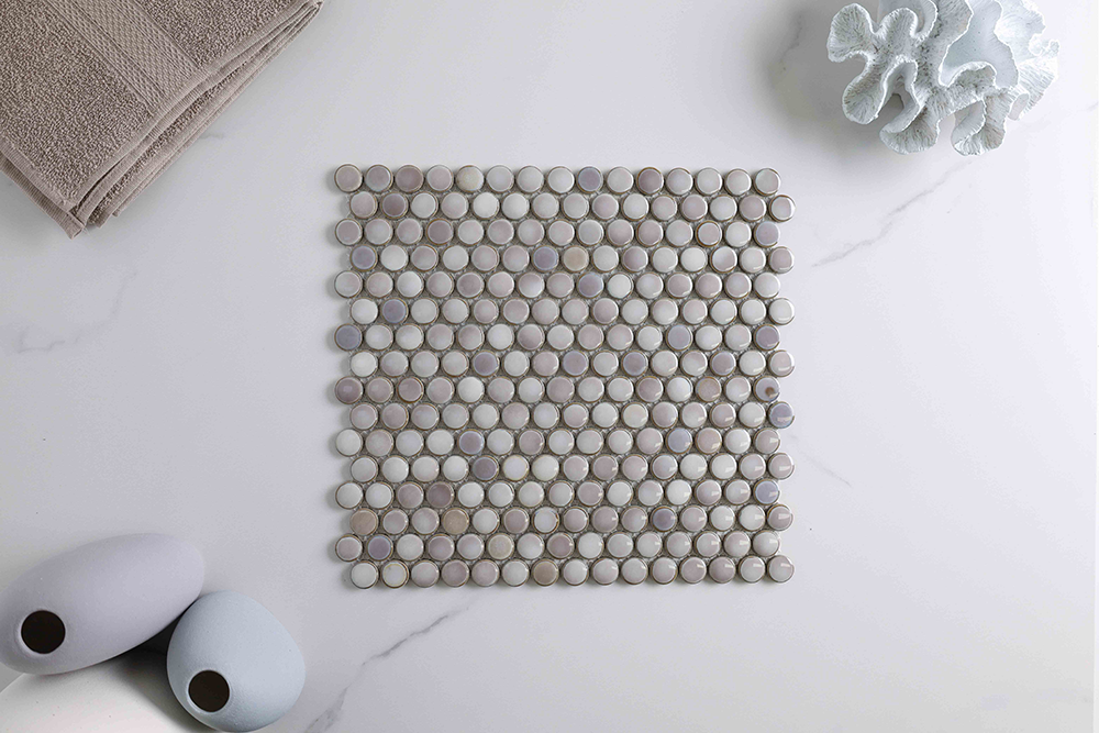 Bindi Olive Gloss Penny Round Mosaic Tile