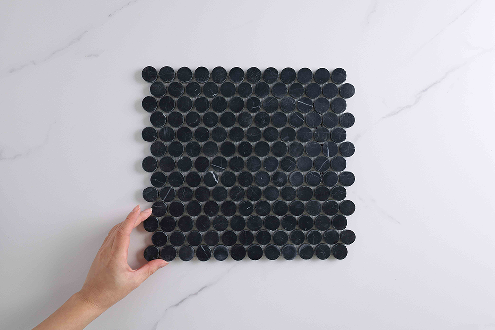 Infinity Nero Black Penny Round Mosaic