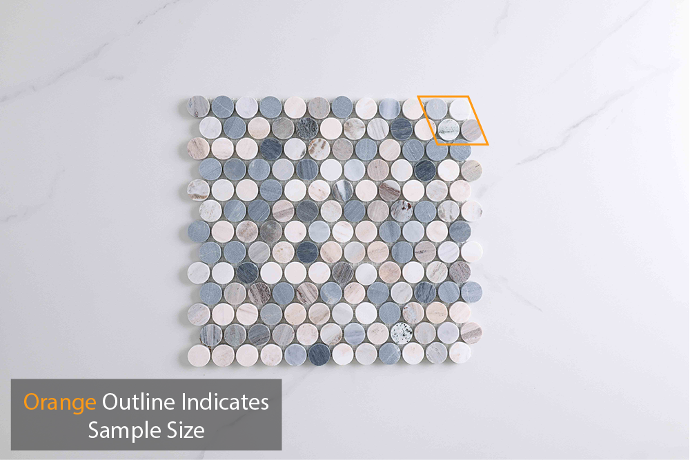 Infinity Blue Stone Penny Round Mosaic