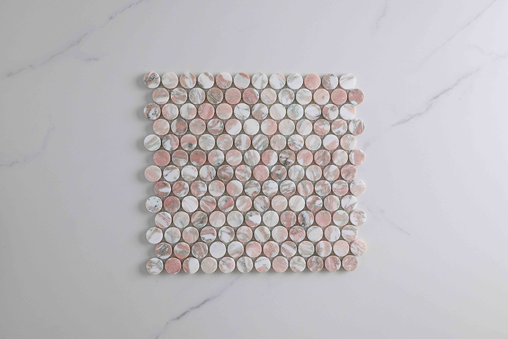 Infinity Pink Norway Penny Round Mosaic