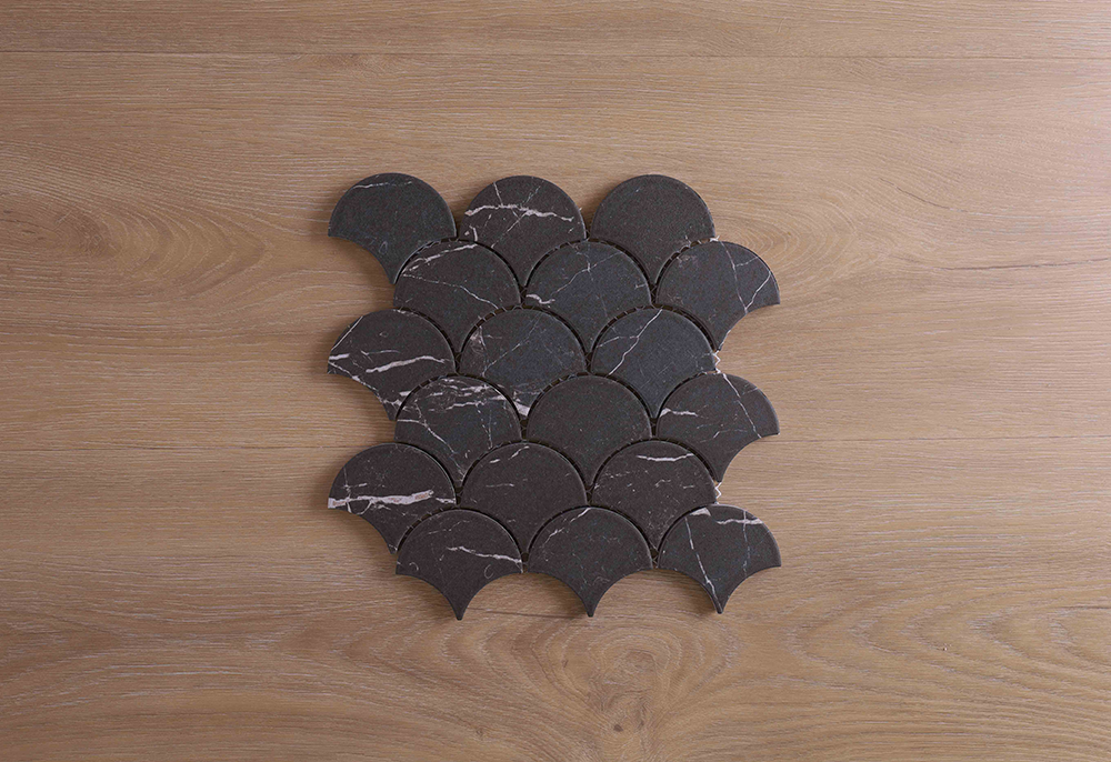 Orchard Marquina Black Matt Fishscale Tile