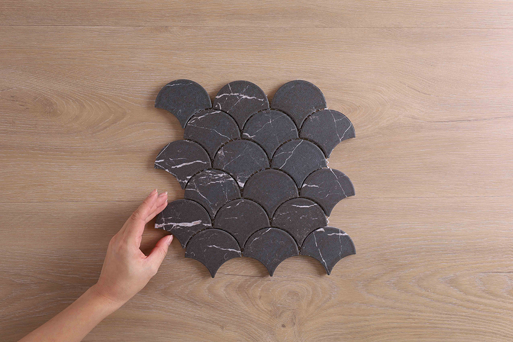 Orchard Marquina Black Matt Fishscale Tile
