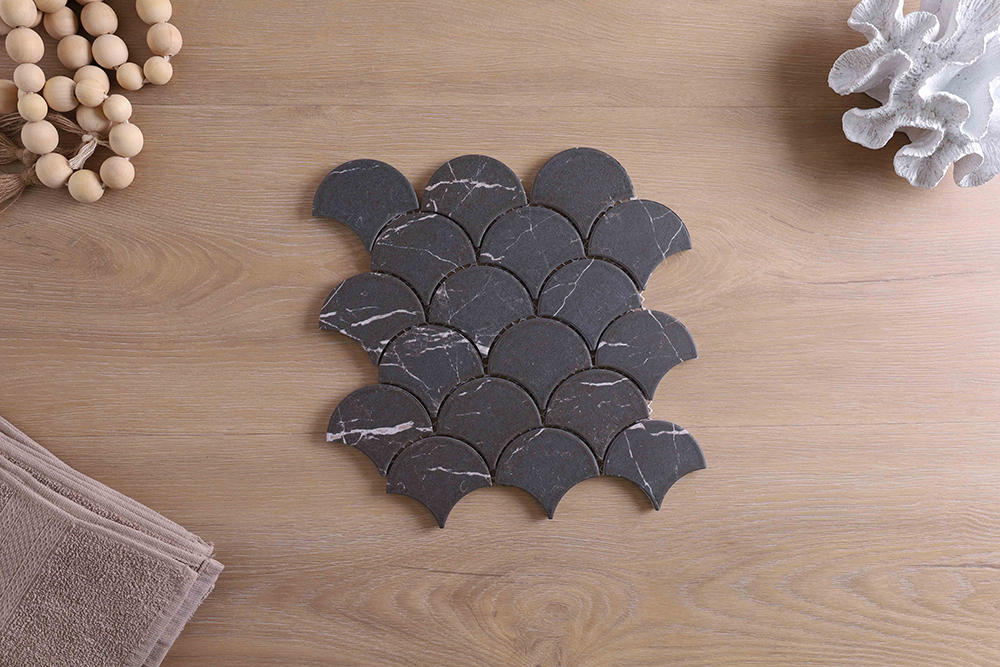 Orchard Marquina Black Matt Fishscale Tile