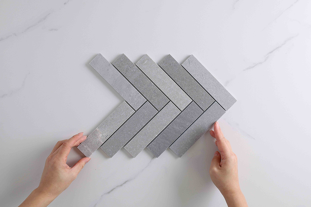 Trinity Grey Stone Herringbone Mosaic