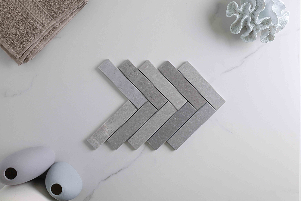 Trinity Grey Stone Herringbone Mosaic