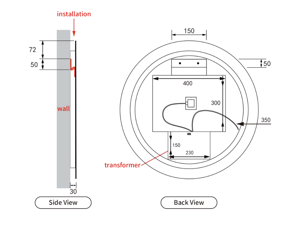 Aulic Windsor LED Mirror with Touch-Free Sensor 700mm