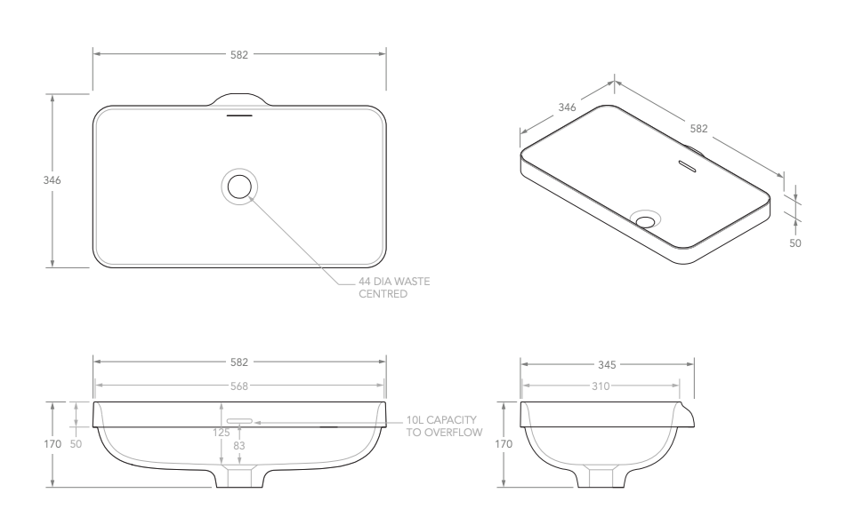 ADP Zeya Solid Surface Basin - Gloss White - Wellsons