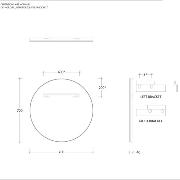 ADP Alora Mirror 700mm - Wellsons